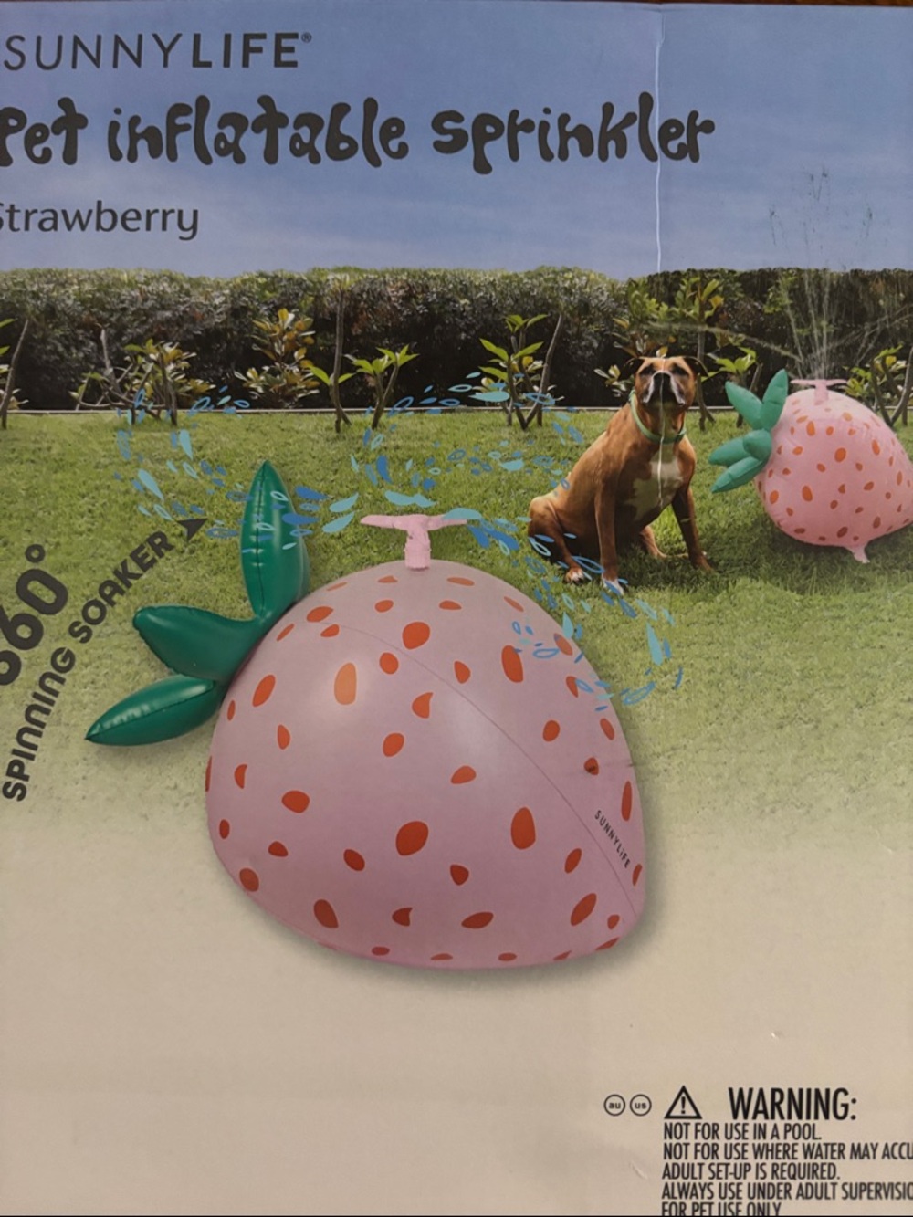 Sunnylife Pink & Green Strawberry Pet inflatable Sprinkler